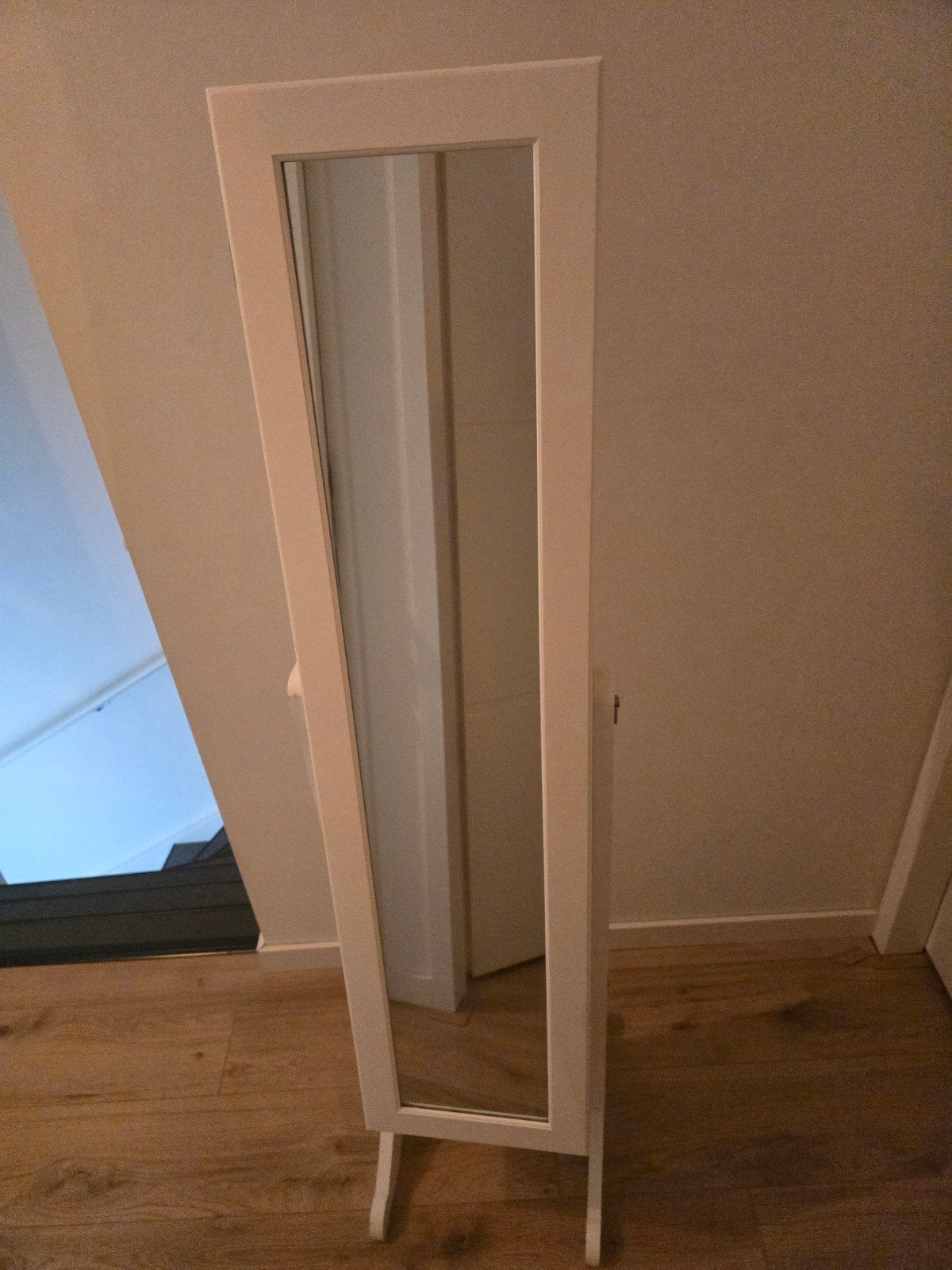 Witte passpiegel met sieradenopbergruimte, Ophalen, Minder dan 50 cm, 100 tot 150 cm, Zo goed als nieuw