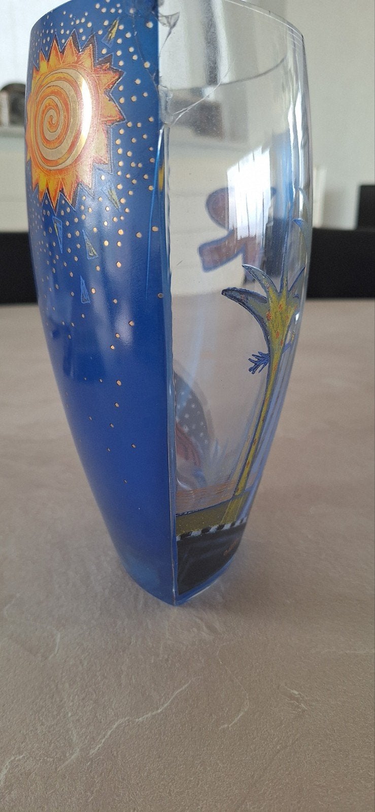 Decoratieve glazen vaas met zon, maan en sterren, Ophalen of Verzenden