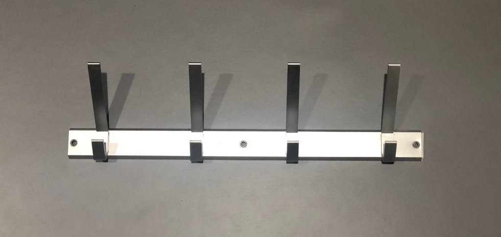 Aluminium kapstok met 4 dubbele haken, Wandkapstok, Gebruikt, Ophalen of Verzenden, Minder dan 100 cm