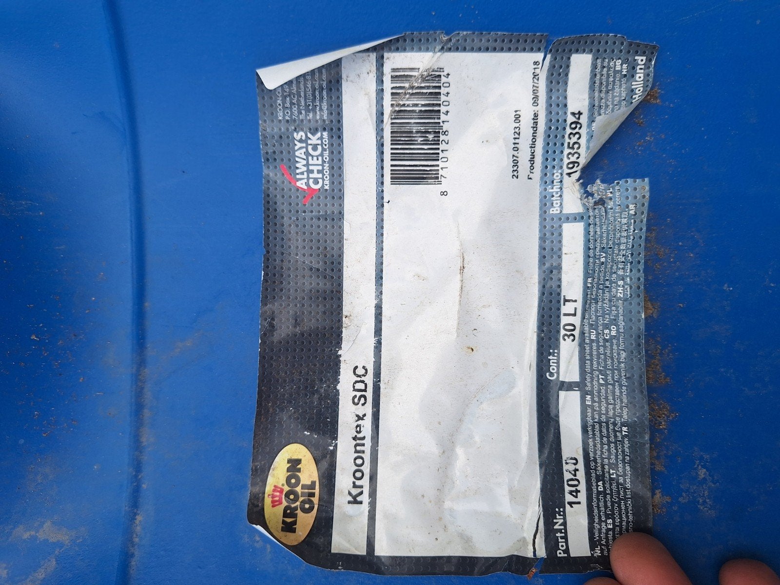 Kroontex SDC Olie - 30 Liter Vat, Ophalen, Gebruikt, Universele onderdelen
