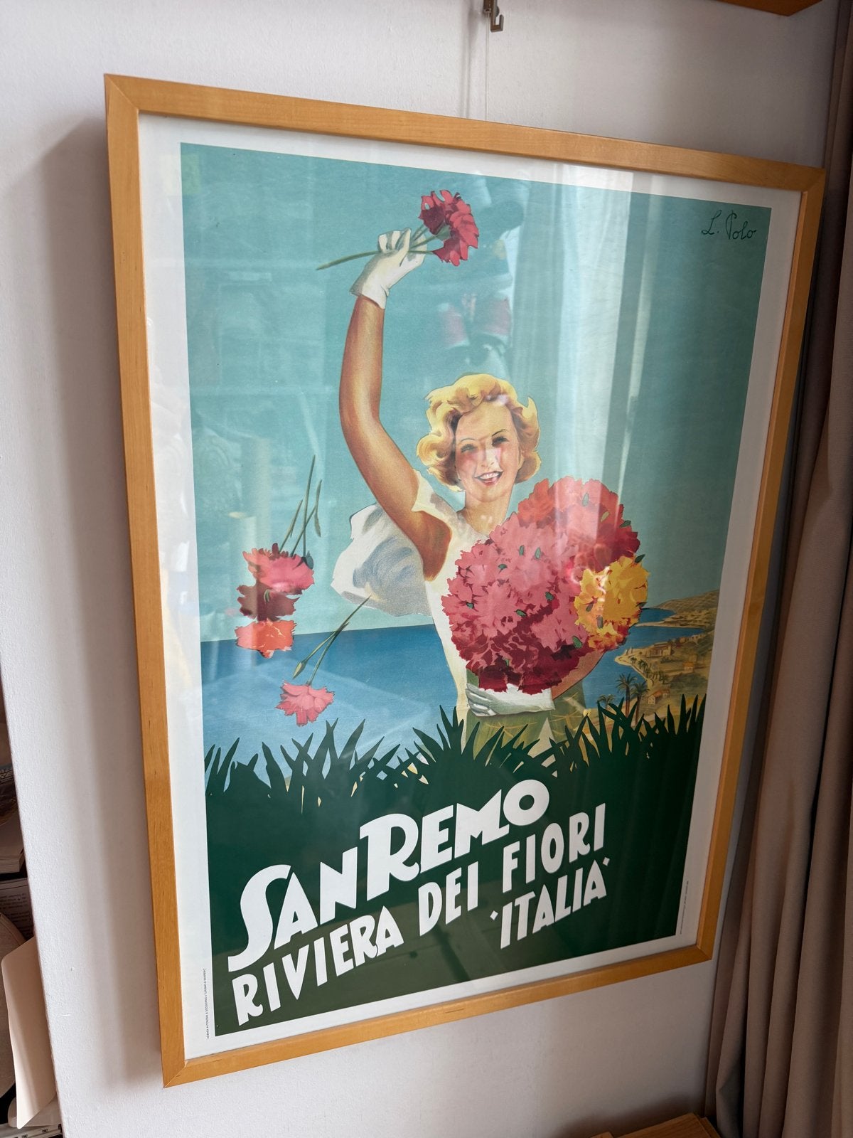 IKEA Ribba Lijst 50x70 cm met San Remo poster, Ophalen, Beige, Hangend, Hout