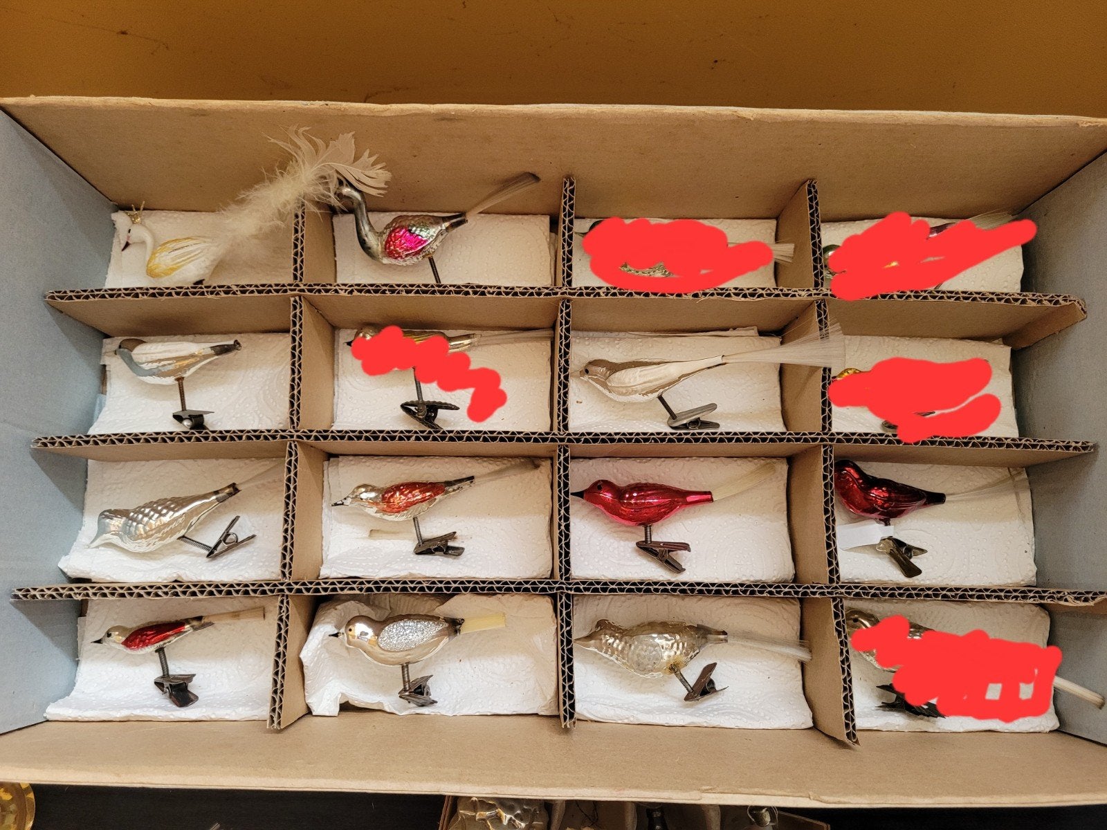 oude kerstbal vogeltjes, Diversen, Ophalen of Verzenden, Gebruikt