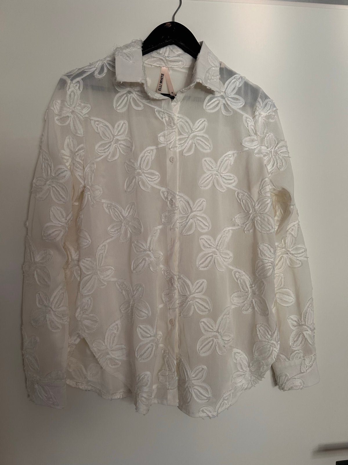 ELLI WHITE Witte Blouse met Bloemenpatroon - Maat S, Ophalen of Verzenden, Zo goed als nieuw, Maat 36 (S), Wit