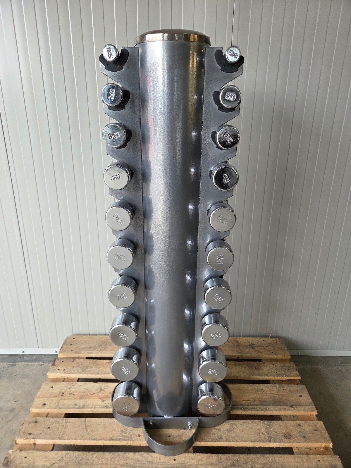 Dumbells gewichten chroom van 1 tot 10 met rek als nieuw, Ophalen, Zo goed als nieuw, Dumbbell