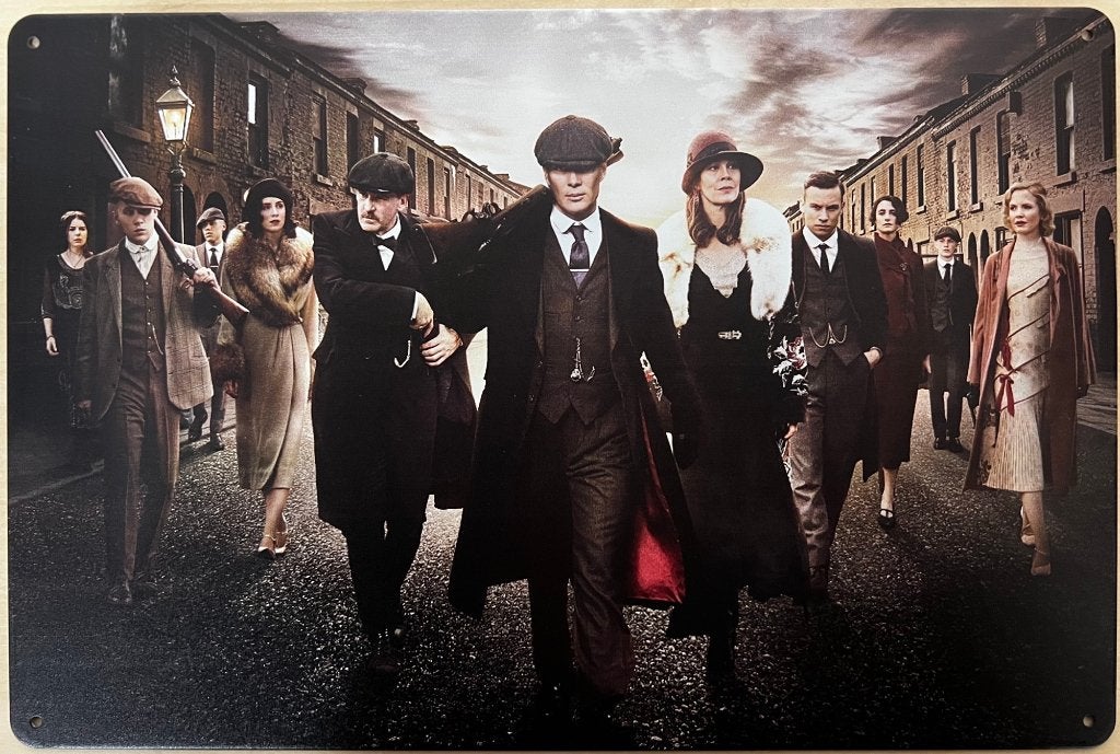 Peaky Blinders Familie in straat reclamebord van metaal deco, Info@deconoord.nl, Deco Noord, Poster, Nieuw