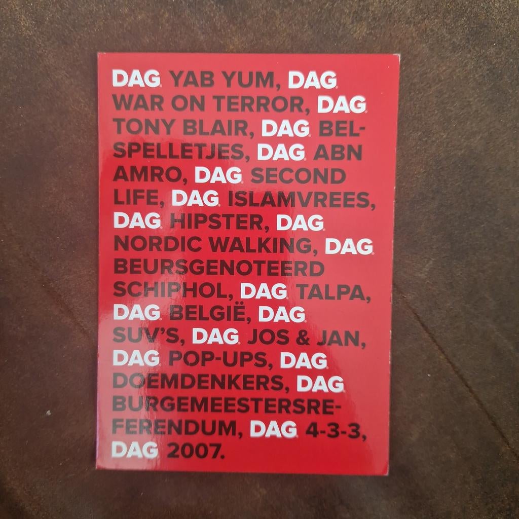 Ansichtkaart boomerang Dag 2007, Verzamelen, Ansichtkaarten | Themakaarten, Ophalen of Verzenden, 1980 tot heden, Overige thema's