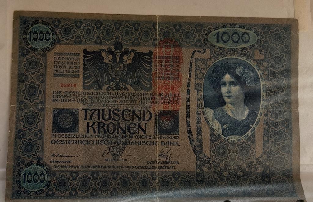 Oostenrijk-Hongaarse 1000 Kronen bankbiljet 1902, Postzegels en Munten, Ophalen of Verzenden, Oostenrijk, Los biljet
