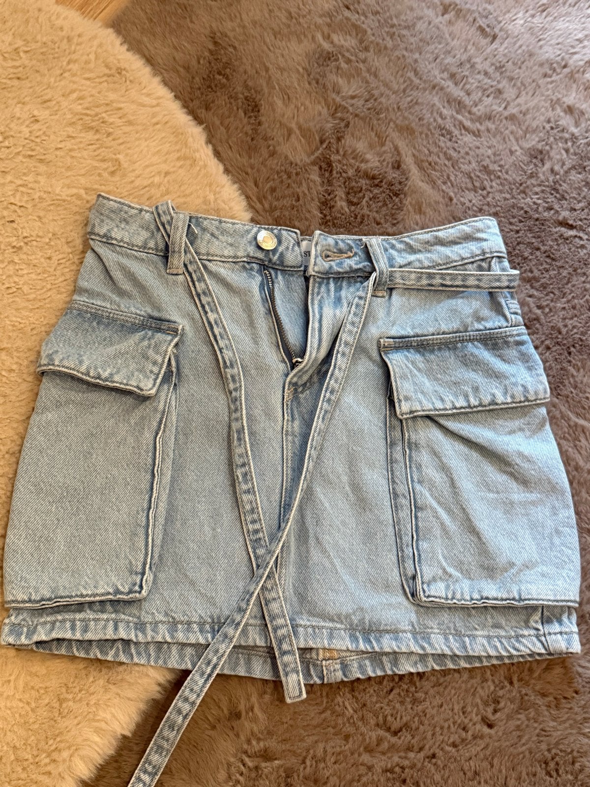 Stradivarius denim cargo rokje maat 32, Blauw, Ophalen of Verzenden, Zo goed als nieuw, Maat 34 (XS) of kleiner