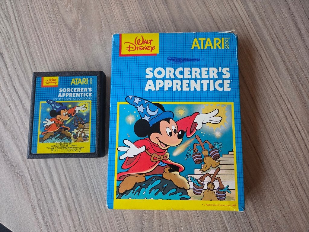 Atari Sorcerer's Apprentice (Disney/Mickey) in doos te koop, Spelcomputers en Games, Games | Atari, Avontuur en Actie, Gebruikt