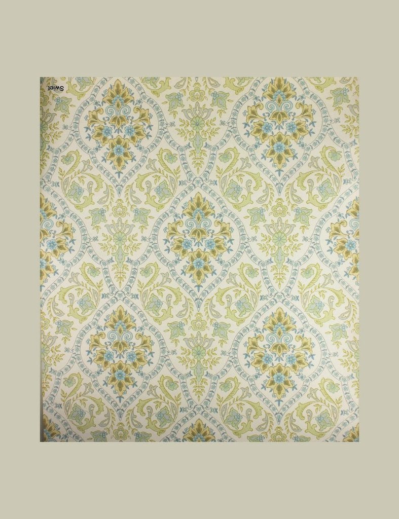 6178 Blauw groen bloemenbehang klassiek retro vintage swiet, Verzenden, Blauw