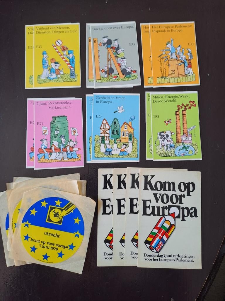 19 Stickers Europees Parlement Verkiezingen 1979, Ophalen of Verzenden, Gebruikt, Meerdere stickers