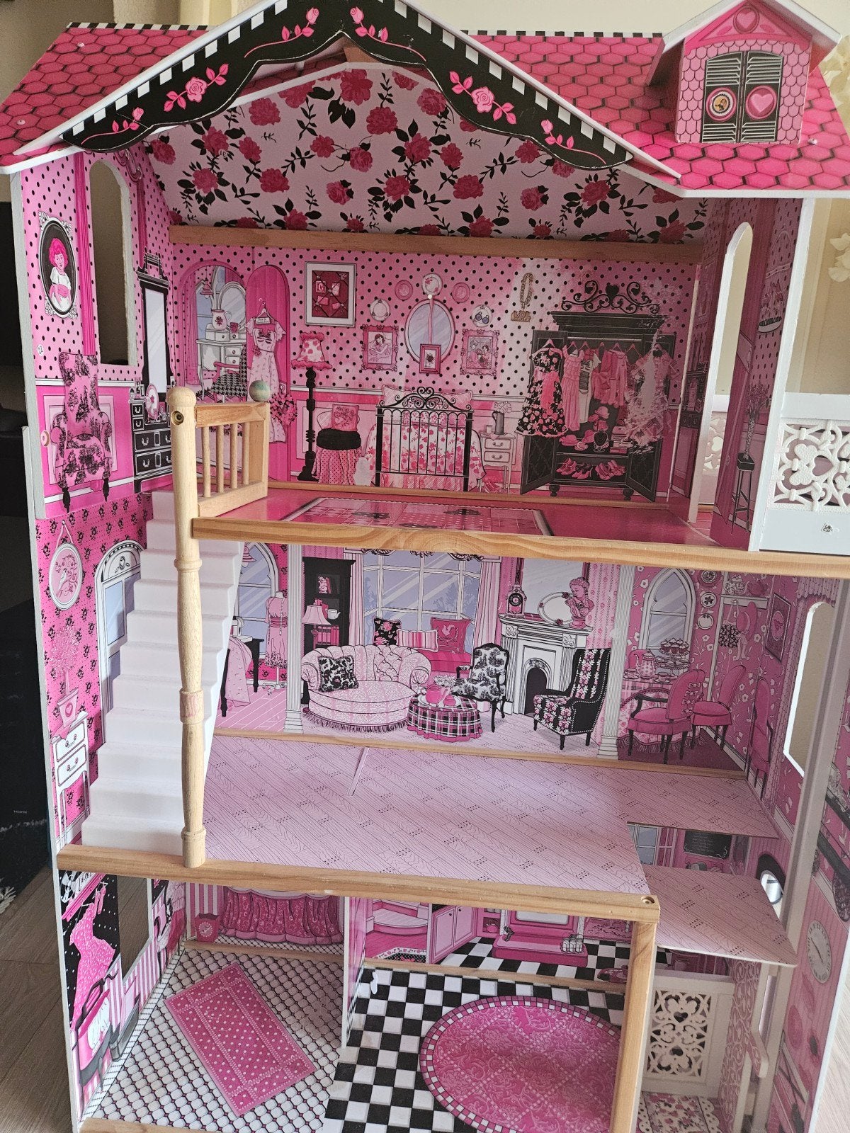 Groot Roze Poppenhuis, Kinderen en Baby's, Speelgoed | Poppenhuizen, Ophalen, Gebruikt, Poppenhuis
