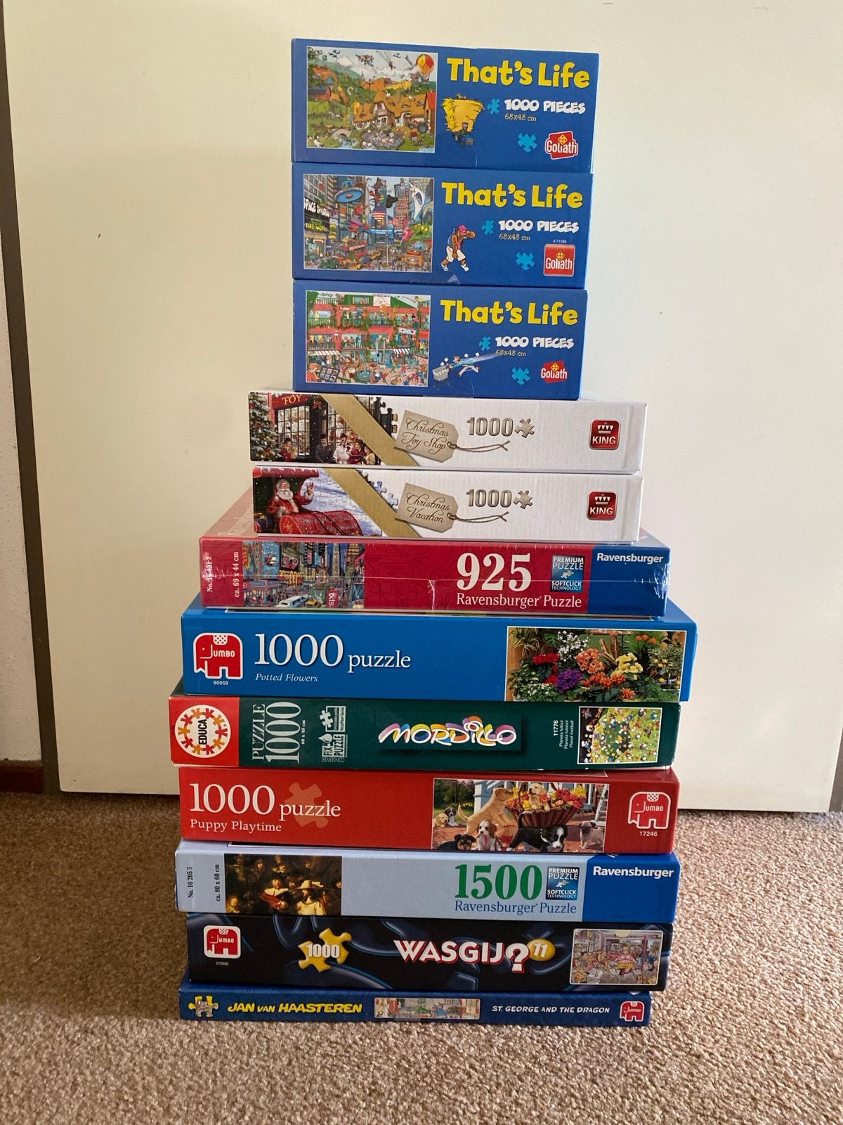 Grote collectie legpuzzels, diverse merken en aantallen, Ophalen, 500 t/m 1500 stukjes, Gebruikt, Legpuzzel