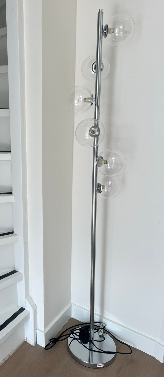 Kare Design Vloerlamp met 6 glazen bollen, Huis en Inrichting, Lampen | Vloerlampen, Ophalen, E14 (klein), Zo goed als nieuw, Metaal