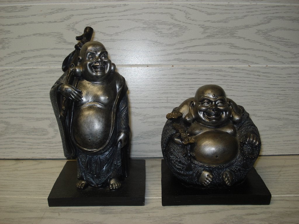 set  Buddha  Boeddha Shiva  Beeld   22 cm hoog, Met sokkel, Ophalen of Verzenden, Zo goed als nieuw, Zilver