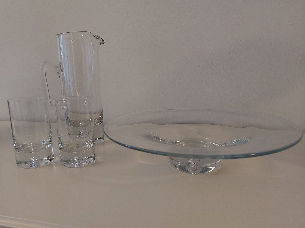 Set glaswerk 1 kan, 2 glazen een een schaal zgan, Ophalen, Zo goed als nieuw, Glas