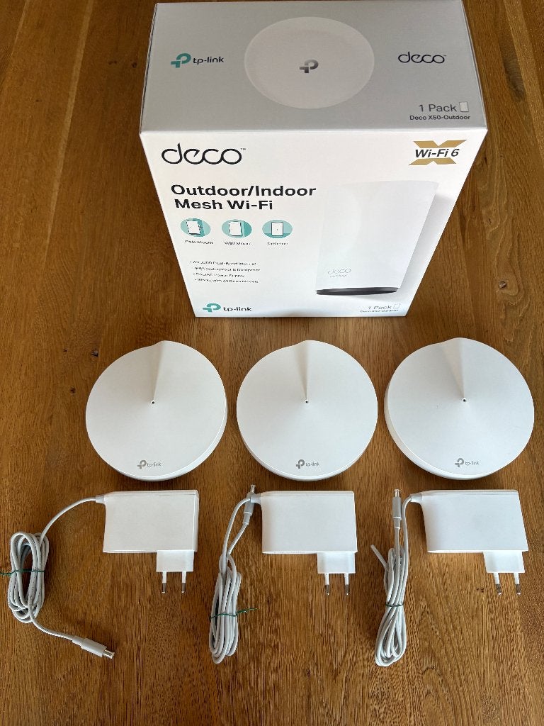 TP-Link Deco M9 Plus (3-pack) + Deco X50-Outdoor, Ophalen of Verzenden, Zo goed als nieuw, TPLink