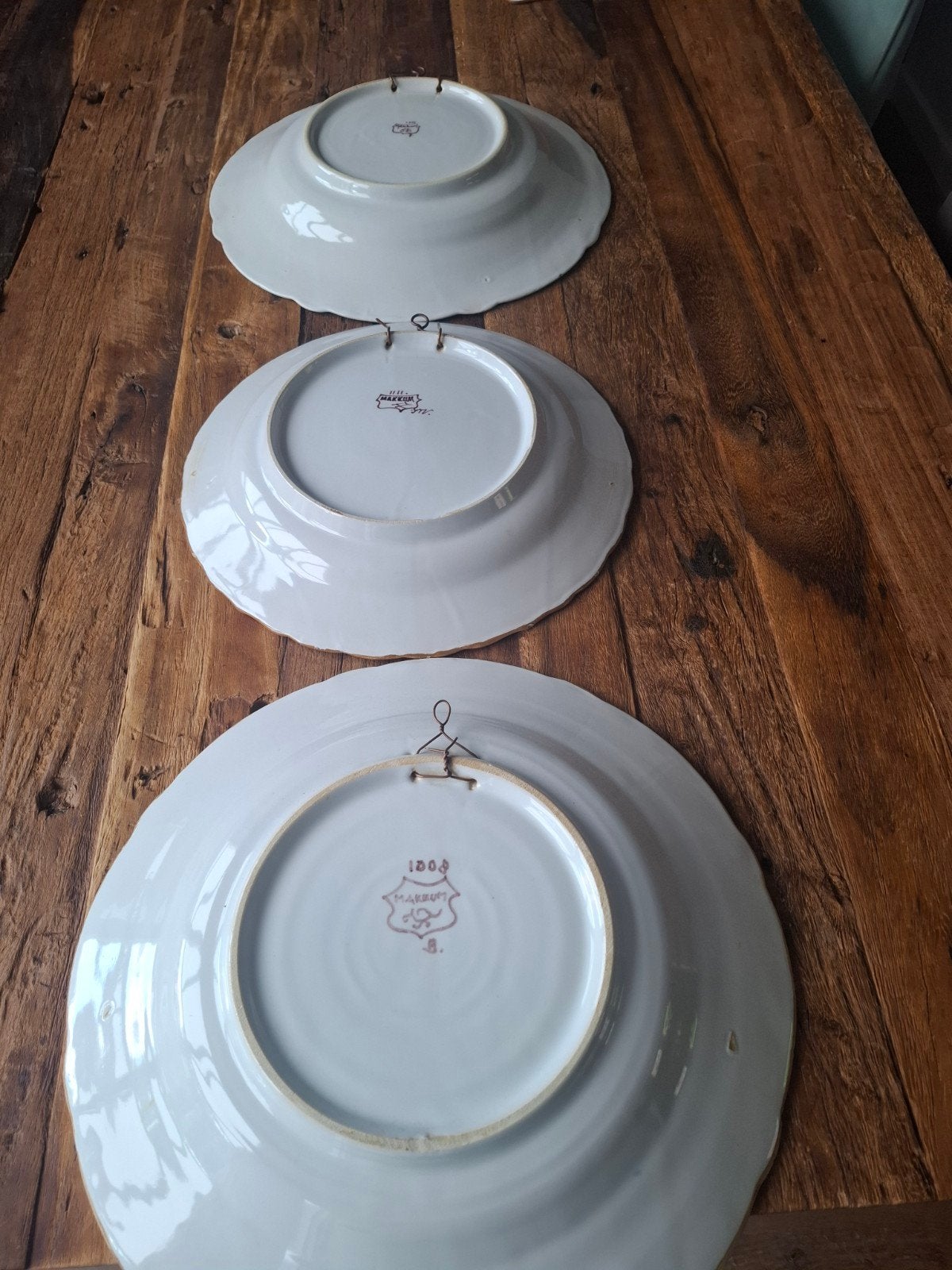 Set van 3 decoratieve wandborden met bloemen en vogel, Antiek en Kunst, Antiek | Servies los, Ophalen