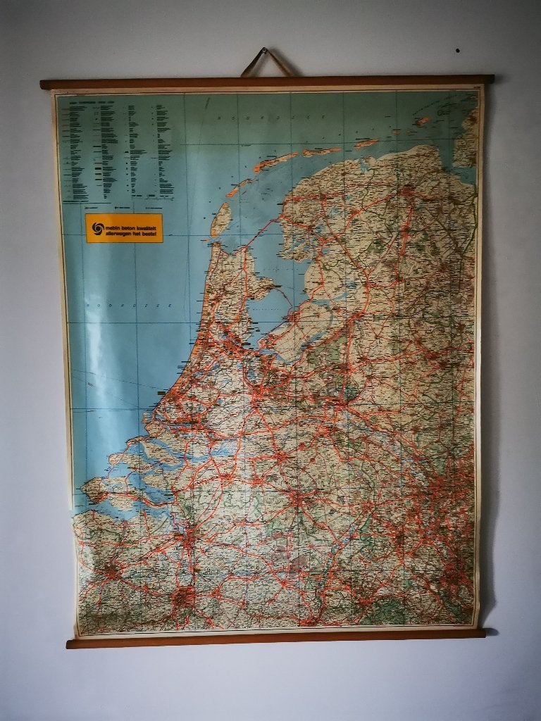 landkaart 94x124, Ophalen of Verzenden, 1800 tot 2000, Nederland, Landkaart