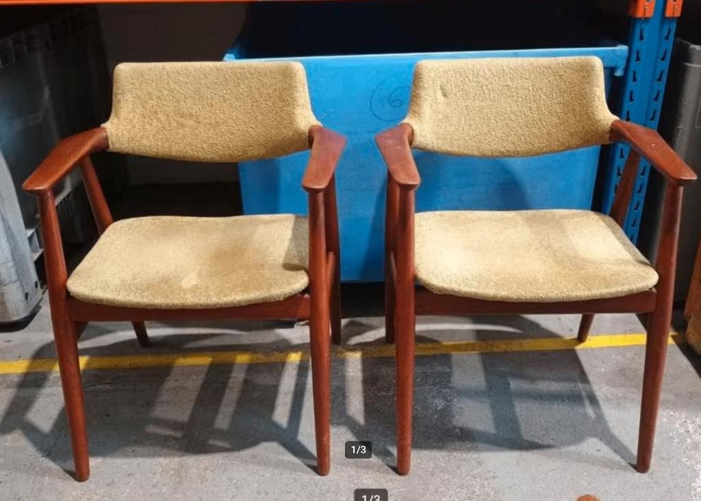 2 Vintage Erik Kirkegaard stoelen 1960 teakhout, Ophalen