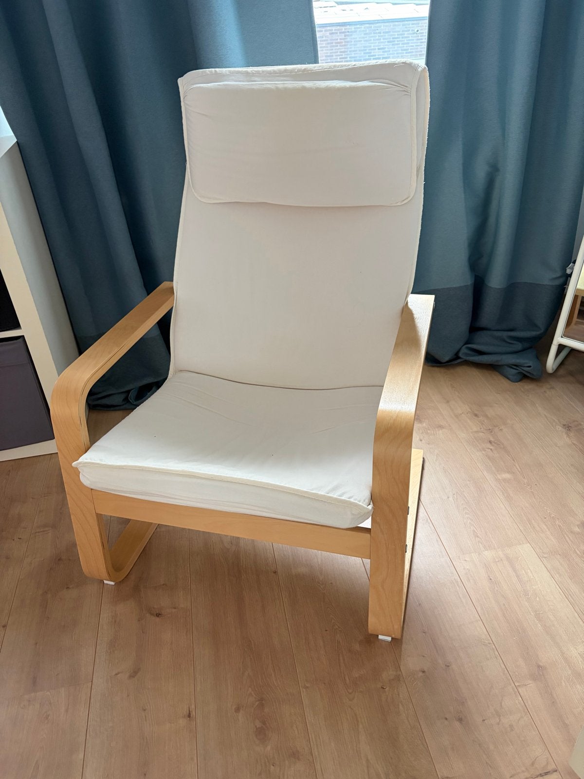 Ikea Poäng stoel met witte bekleding, Gebruikt, Wit, Ophalen of Verzenden, Eén