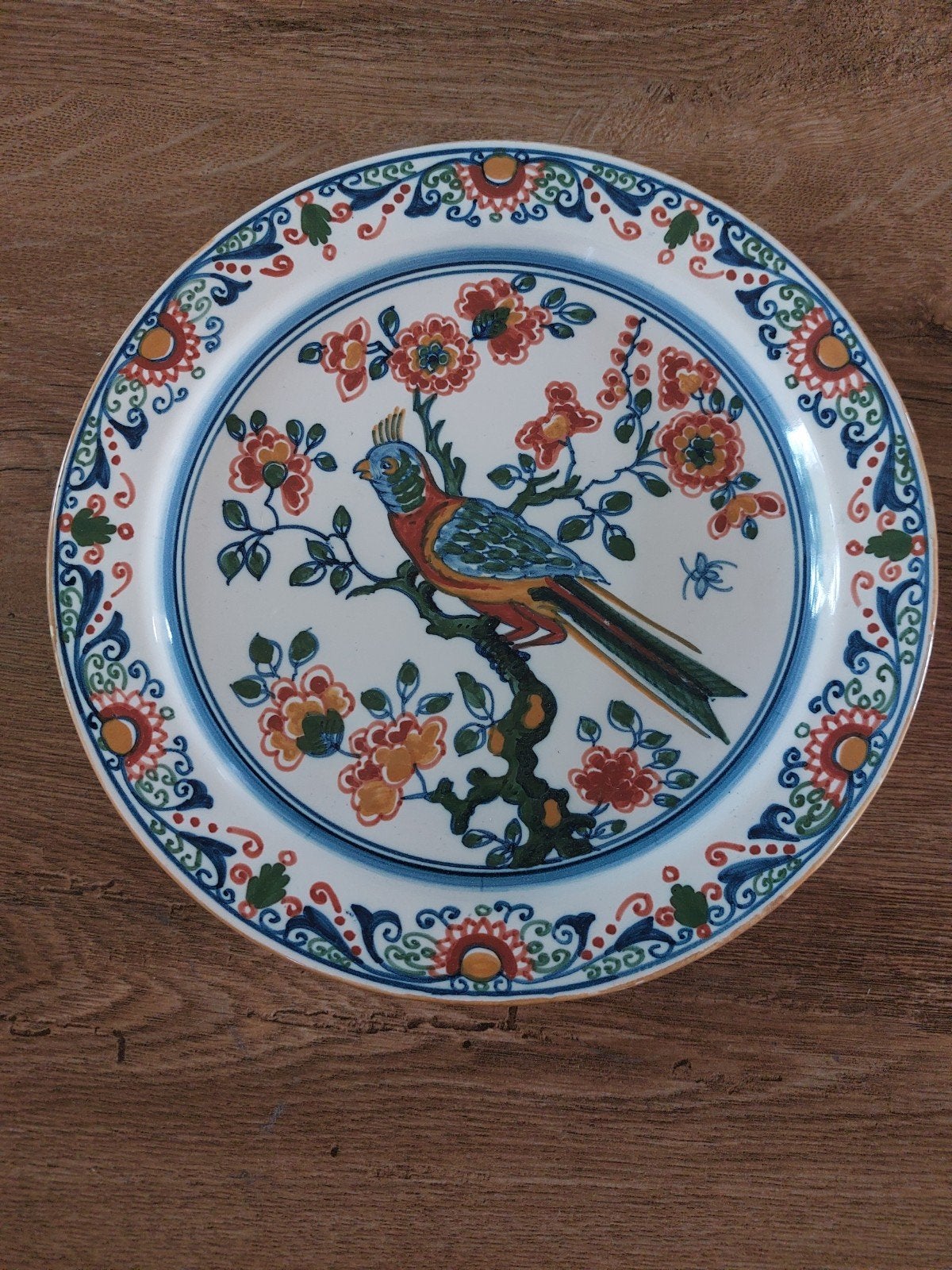 Antiek Makkum Tichelaar wandbord met vogelmotief, Antiek en Kunst, Ophalen of Verzenden