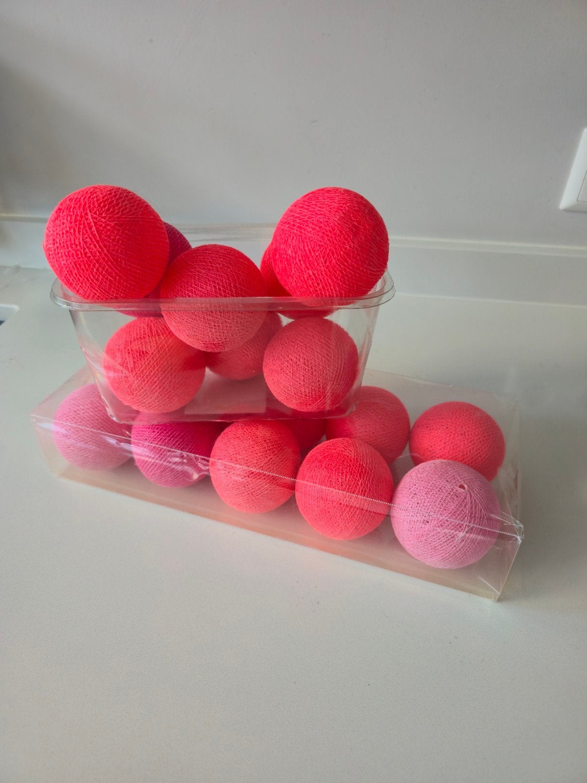 Roze/fluor roze katoenballen voor lichtsnoer (17 stuks), Overige merken, Roze, Ophalen of Verzenden, Textiel