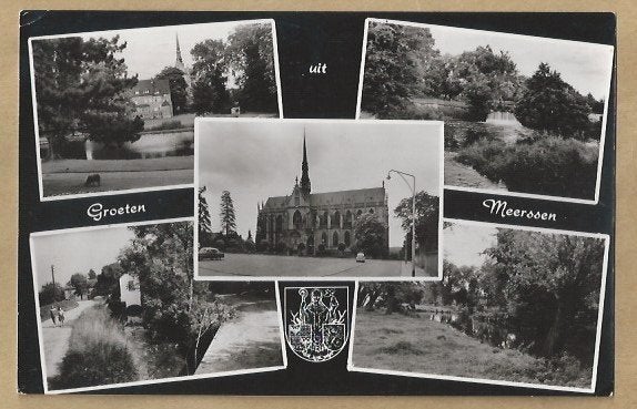 Oude ansichtkaart Groeten uit Meerssen, Gelopen 1962, Verzamelen, Ophalen of Verzenden, 1960 tot 1980, Gelopen, Limburg
