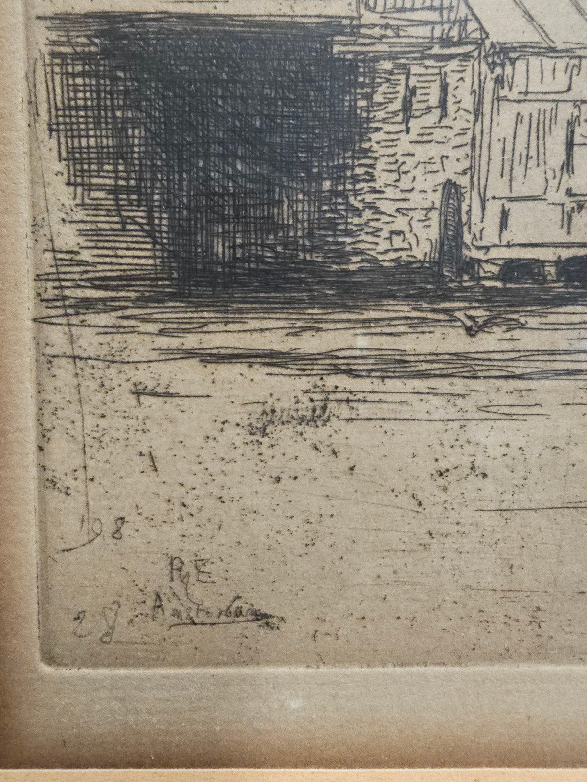 Schreierstoren Amsterdam - Ch.L.Philip Zilcken (1857-1930), Gesigneerd, 1800 - 1899, Ets, Stadsgezicht