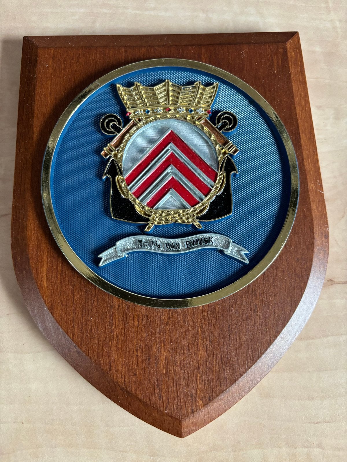 Marine Schildje Hr. Ms. Van Ewijk, Verzenden, Marine, Nederland, Embleem of Badge