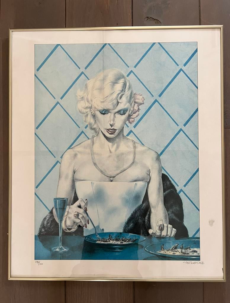 Gelimiteerde Liberatore kunstprint 90/100 in lijst – vintage, Ophalen of Verzenden