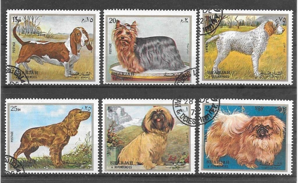 Sharjah 1972  Honden, Verzenden, Gestempeld, Midden-Oosten