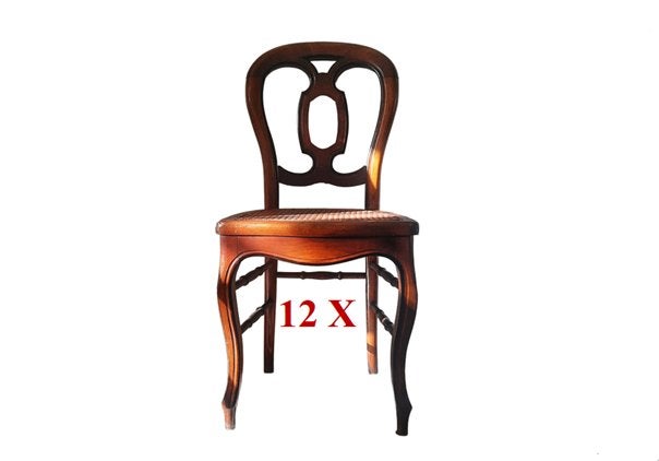 Grote set van 12 antieke eetkamerstoelen – Louis Philippe, Ophalen of Verzenden
