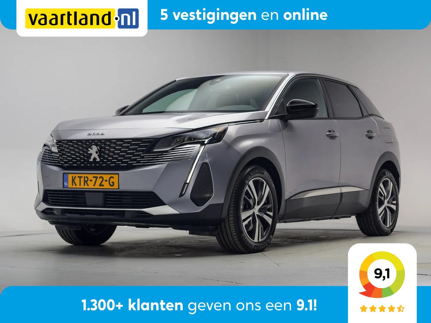 Peugeot 3008 1.6 Hybrid 225 Active Business [ Navi Apple/And, Parkeersensor, 150 pk, Bedrijf, Hybride Elektrisch/Benzine