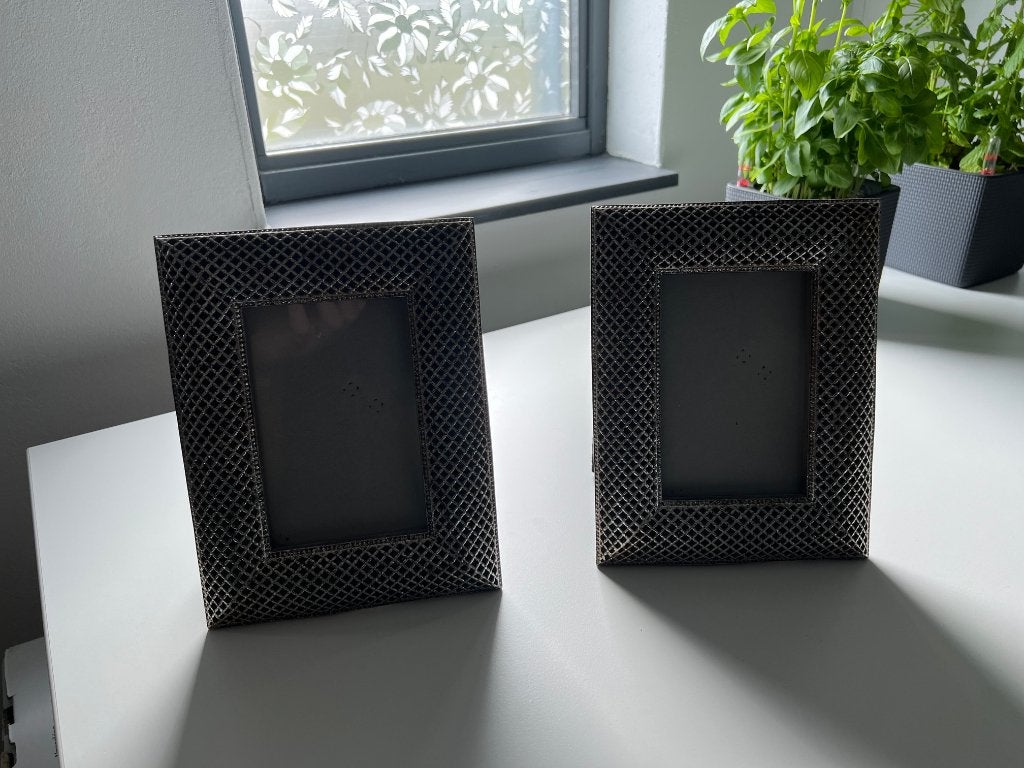 Set 2 fotolijstjes brons mesh decoratief 10x15, Minder dan 50 cm, Metaal of Aluminium, Ophalen of Verzenden, Zo goed als nieuw