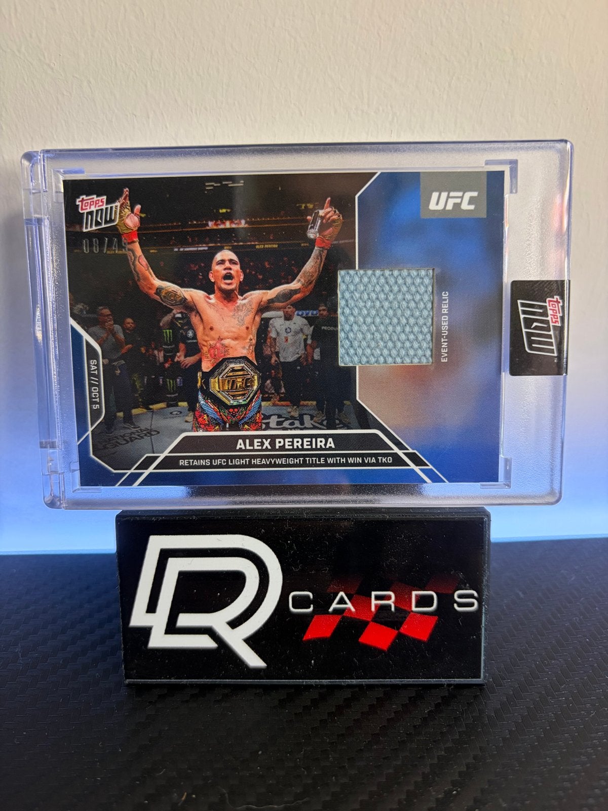 Alex Pereira UFC 307 /49 event used relic Topps NOW, Ophalen of Verzenden, Zo goed als nieuw, Losse kaart