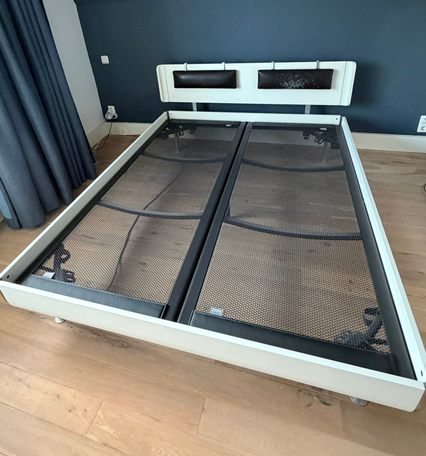 Auping 2 tweepersoons bed incl. spiraalbodems 160 breed., Huis en Inrichting, Ophalen, Gebruikt, Wit, Tweepersoons