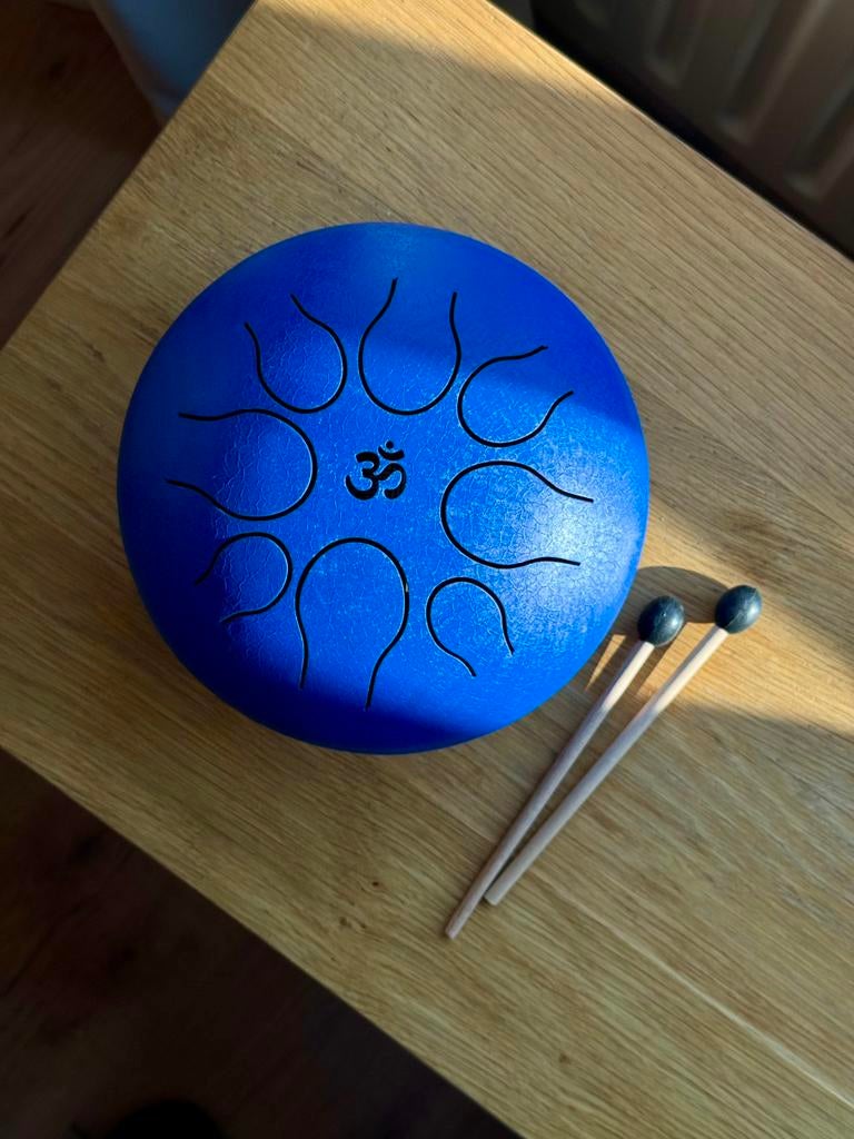 Blauwe Steel / Tongue Drum uit Sri Lanka (7inch), Muziek en Instrumenten, Percussie, Ophalen of Verzenden, Zo goed als nieuw, Trommel