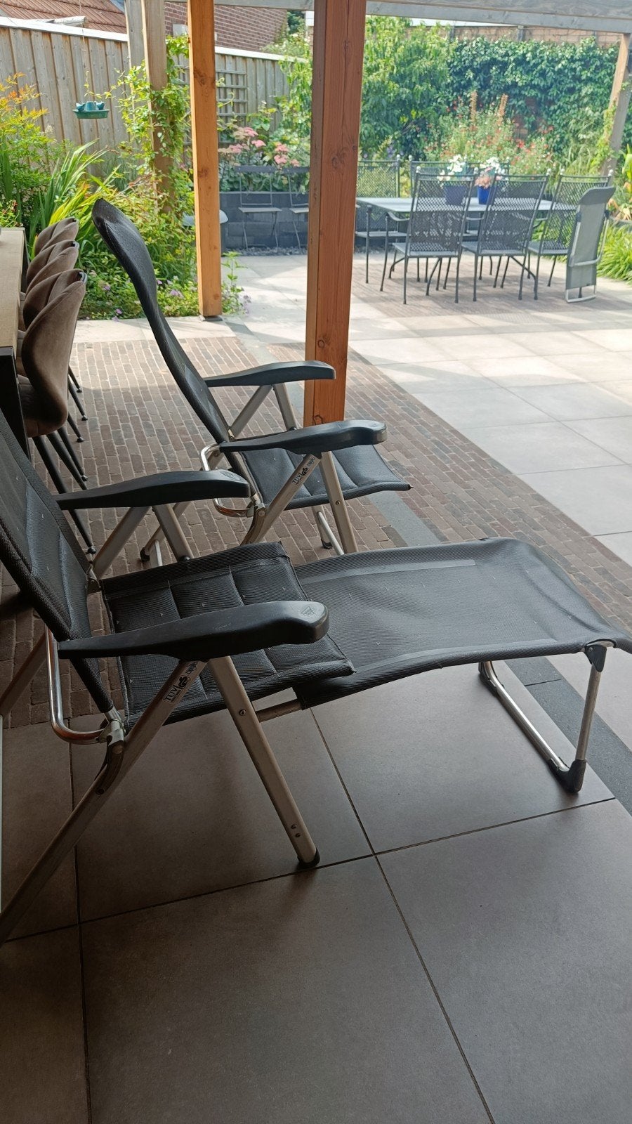 2 Crespo campingstoelen met voetenbankjes, Ophalen, Campingstoel
