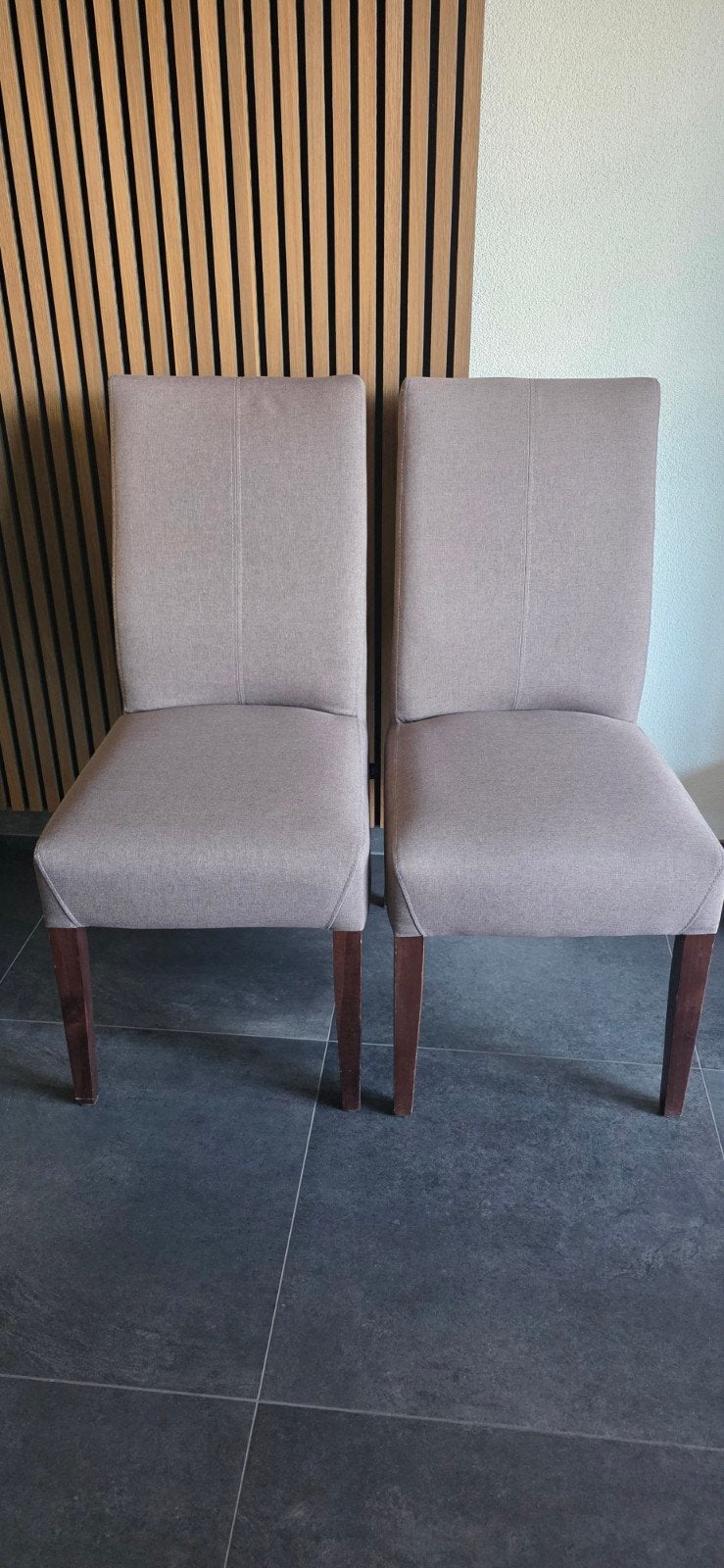2x H&H eetkamer stoelen stof kleur Taupe, Ophalen, Overige kleuren, Stof, Twee