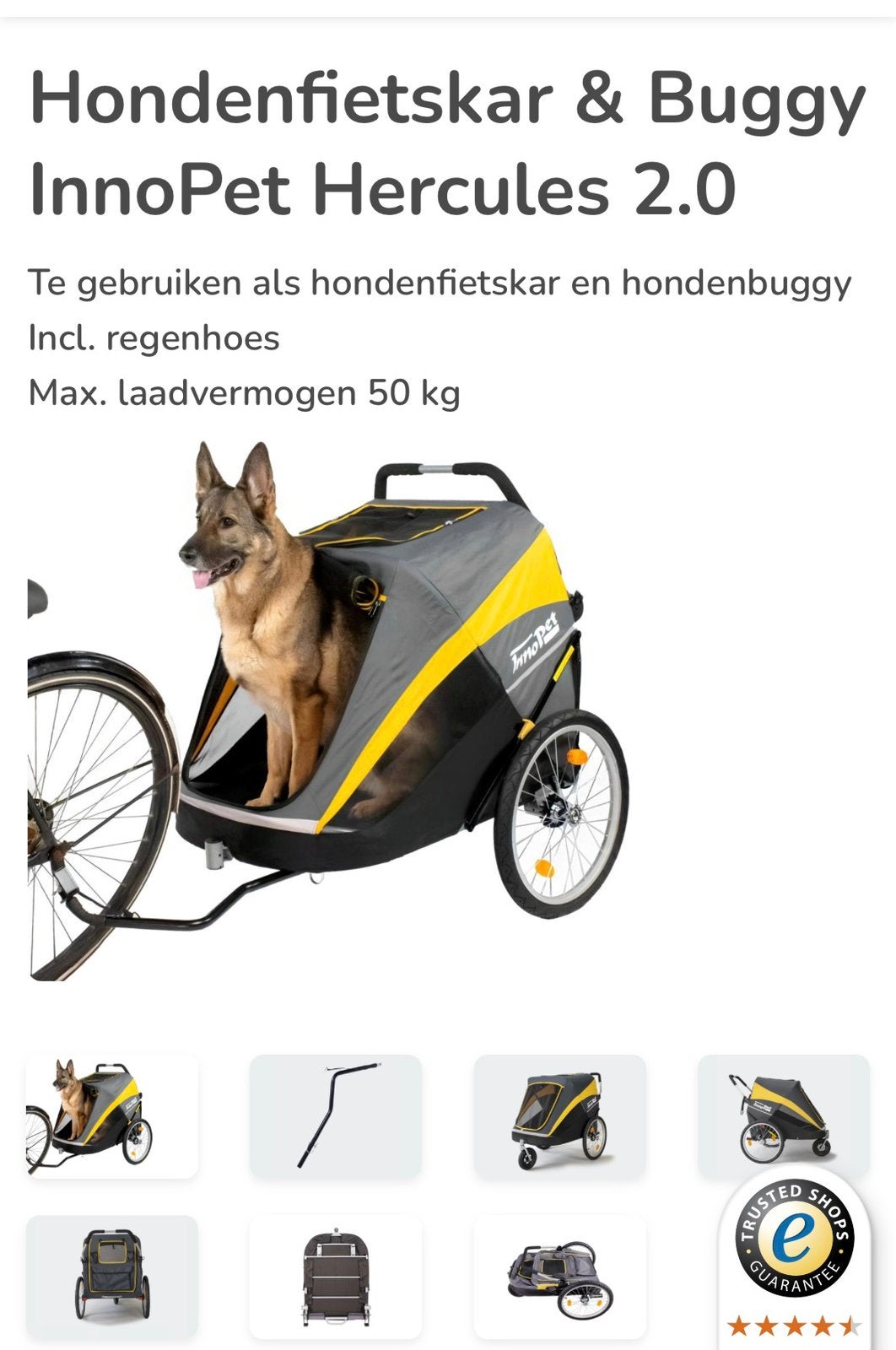 XL fietskar Innopet Hercules, Fietsen en Brommers, Fietsaccessoires | Aanhangers en Karren, Ophalen, Gebruikt, Opvouwbaar, Hondenkar