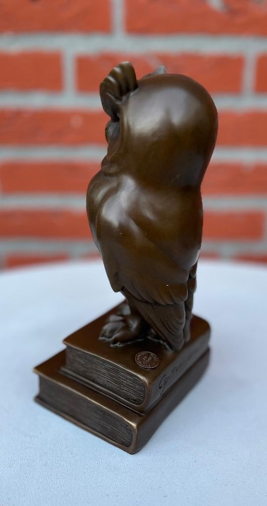 Bronzen beeld van de wijze uil., Antiek en Kunst, Art deco, Ophalen of Verzenden, 20 - 50 cm, Bruin