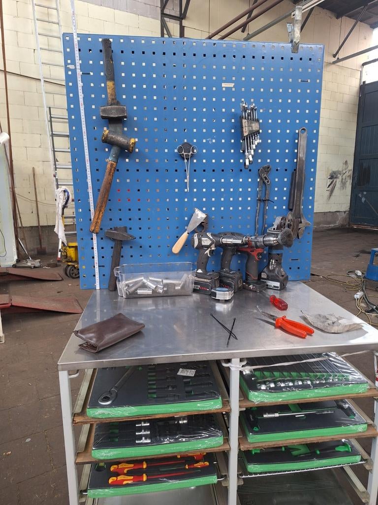 Werkbank met rvs werkblad Stahlwerk gereedschap wagen, Ophalen