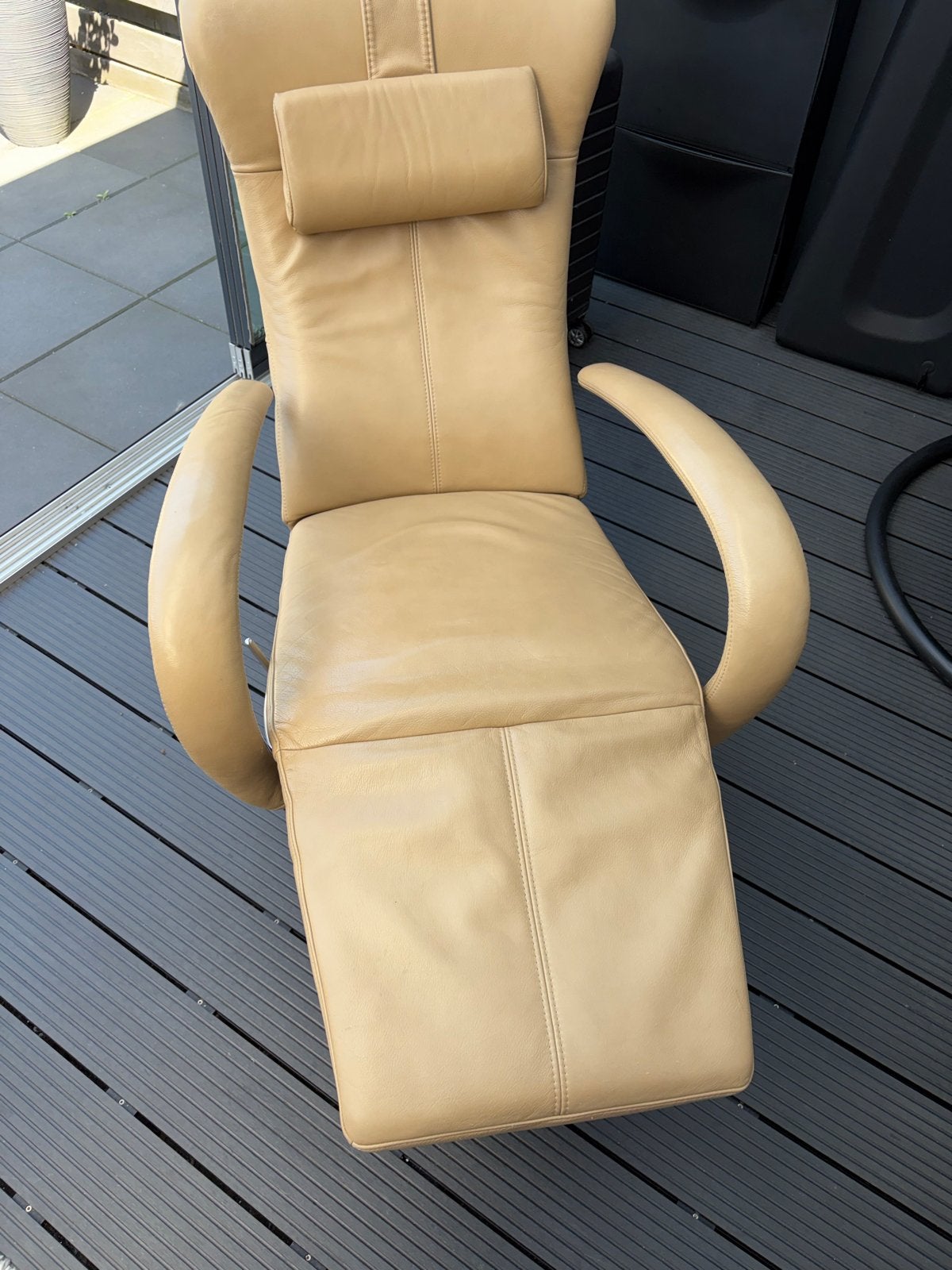 Leren relaxfauteuil - beige, Ophalen, Gebruikt, Overige kleuren, Leer