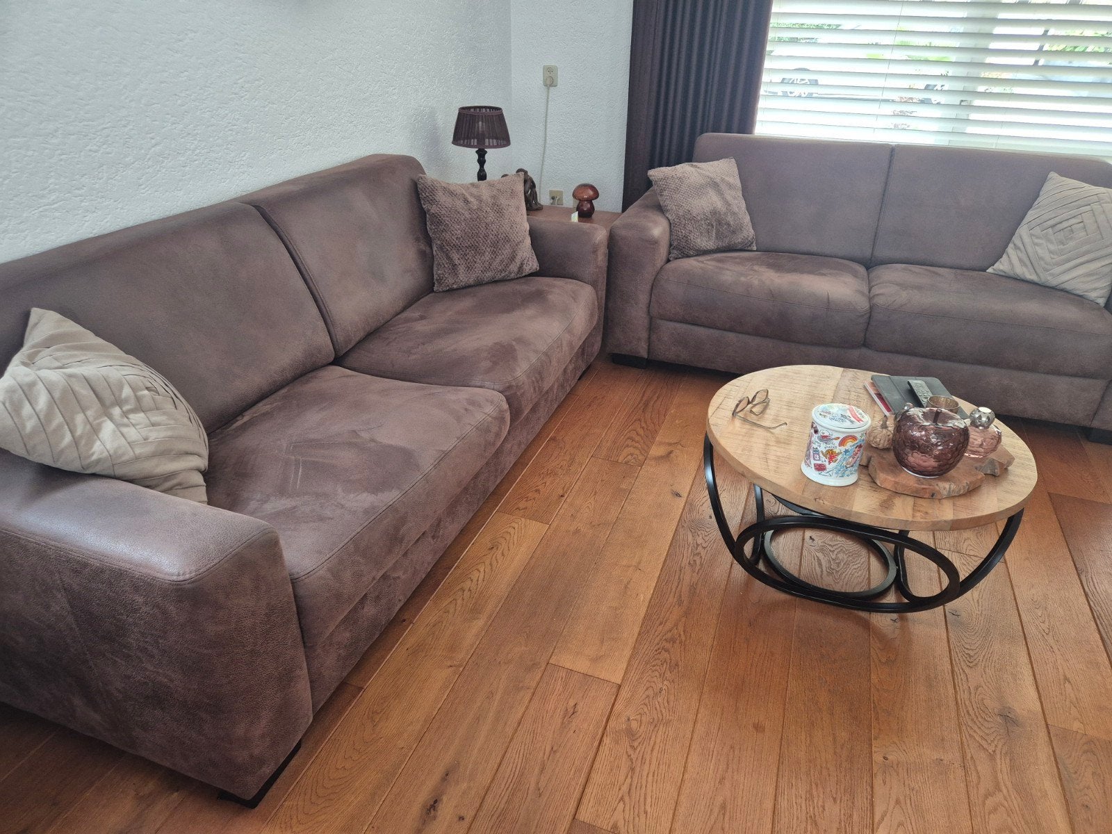 3 en 2 zitter donkerbruin gratis, Ophalen, Gebruikt, Stof