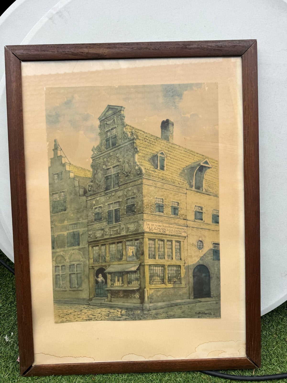 Schilderij E. Bokhorst - Historisch Stadsgezicht, Ophalen