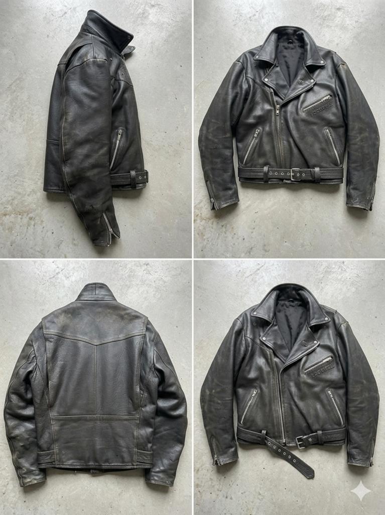 Vintage Leren bikerkack Motorjas - Zwart, Ophalen, Tweedehands, Heren, Jas | leer