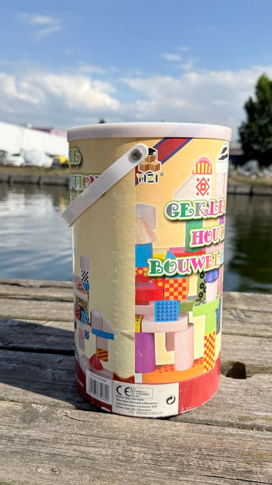 Gekleurde Houten Bouwblokken - 100 Stuks, Ophalen, Gebruikt, Overige merken
