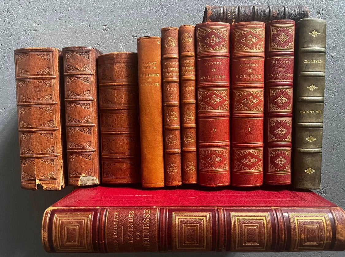 14x oud/antiek Frans boek bijbel 1800 boekbanden literatuur, Antiek en Kunst, Ophalen