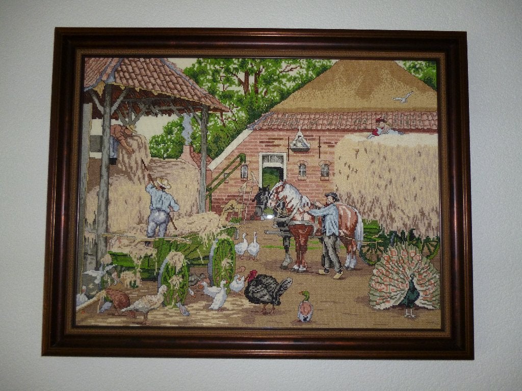 prachtig hand geborduurd schilderij z.g.a.n., Ophalen, Zo goed als nieuw, Schilderij